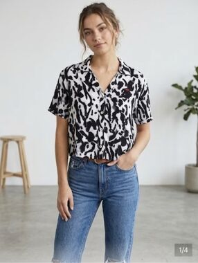 Black and White Button-Up Shirt